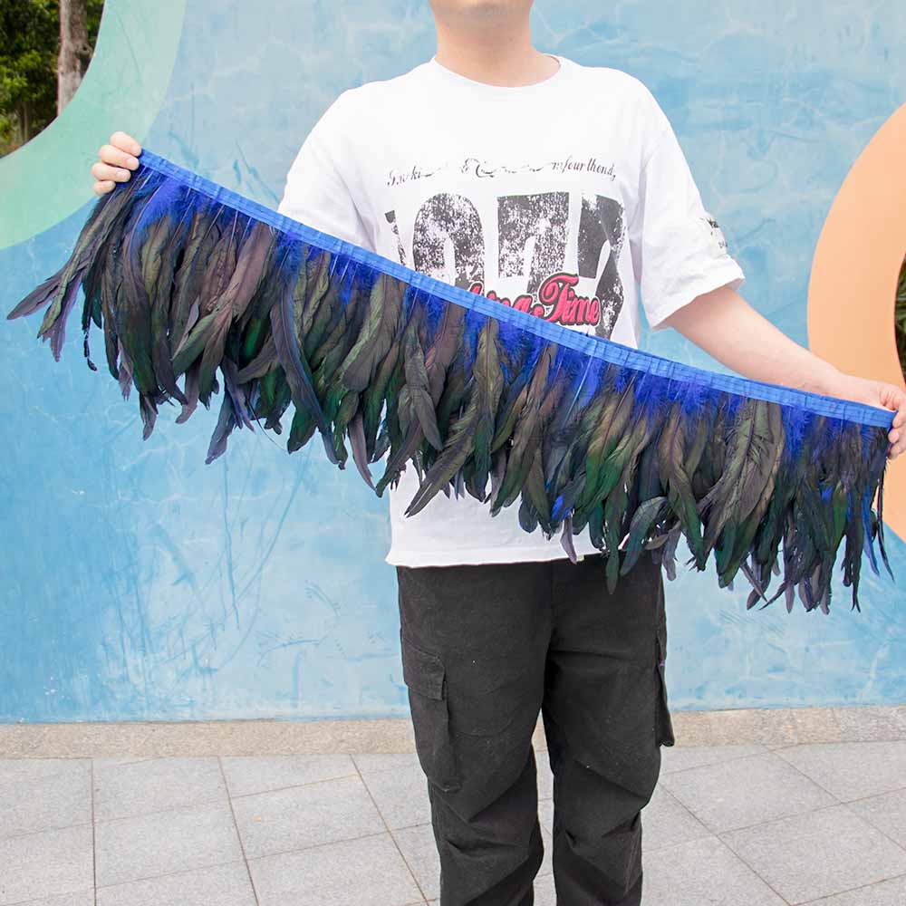 1 метр Натуральная красная петушиная хакл перьевая отделка бахрома 10-12 дюймов Свадебный карнавал украшение для вечеринки DIY одежда для шитья поделки