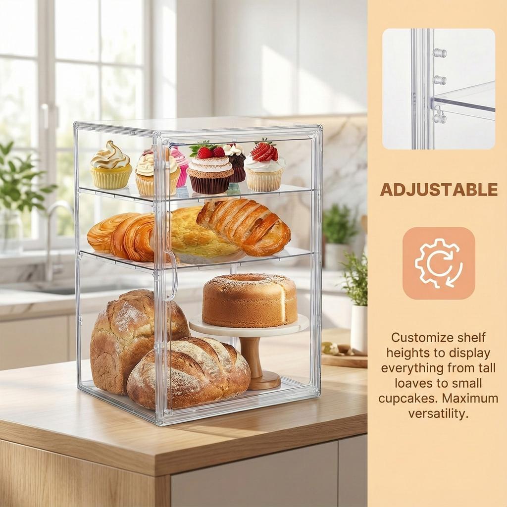 4-Layer Bakery Pastry Display Case Reusable Acrylic Storage Organizer Countertop Showcase Stand for Weddings Event Fruit Platter