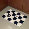 Checkered Smile Face Plush Carpet Simple Non-Slip Water-Absorbent Bathroom Mat Living Room Bedroom Carpet Home Decoration