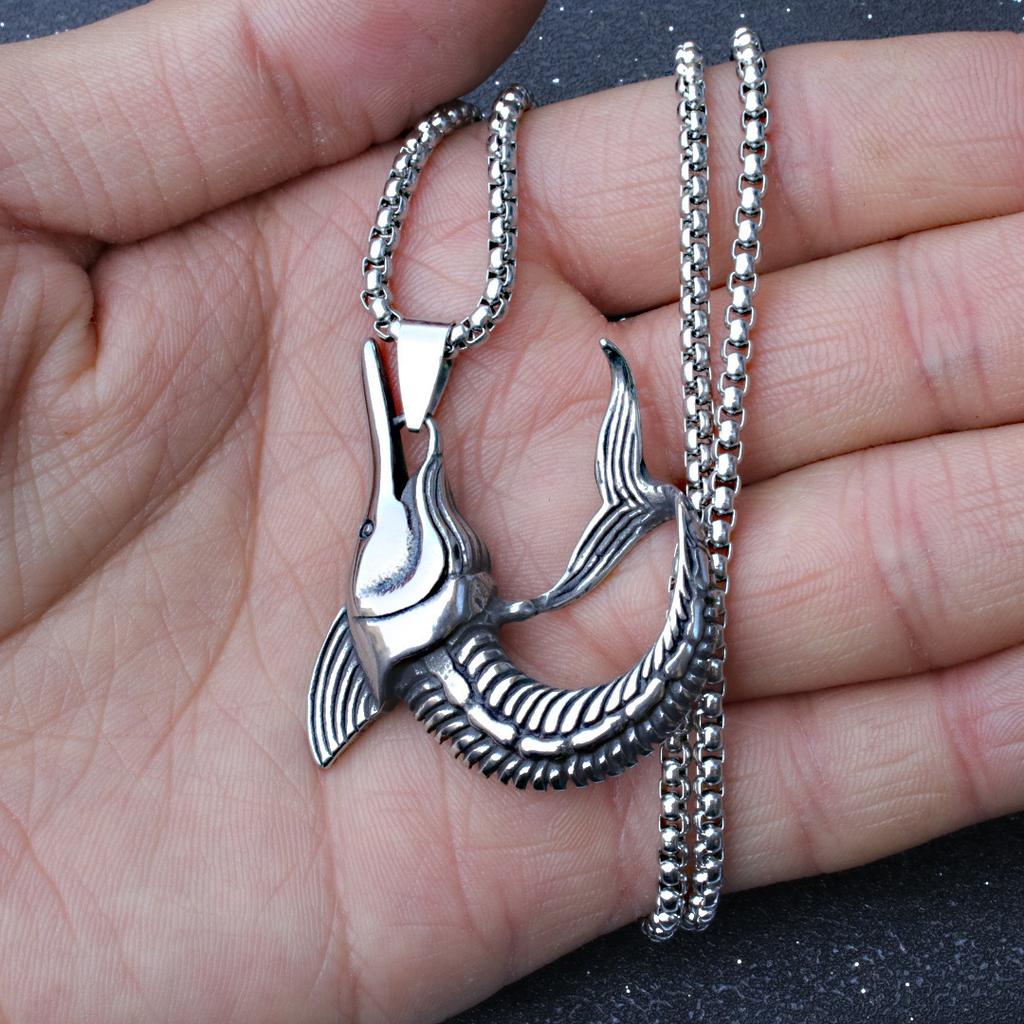 Hip Hop Trendy Fish Pendant Creative Men's Necklace Accessories ,A Gift for My Boyfriend