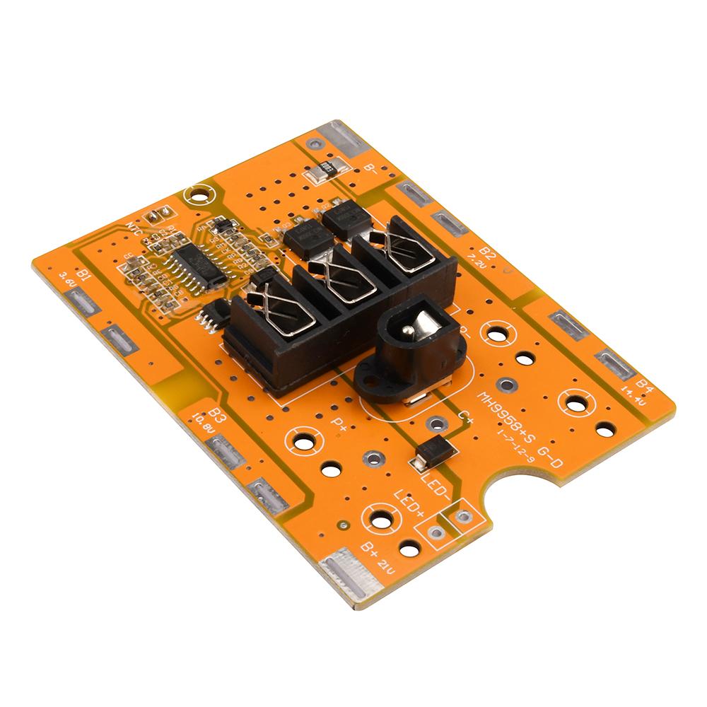 Плата заряда BMS 5S 20A 21V 18650 Li-ion аккумулятора с защитой от перегрева NTC и разъемом DC 5S BMS PCM Для электроинструментов