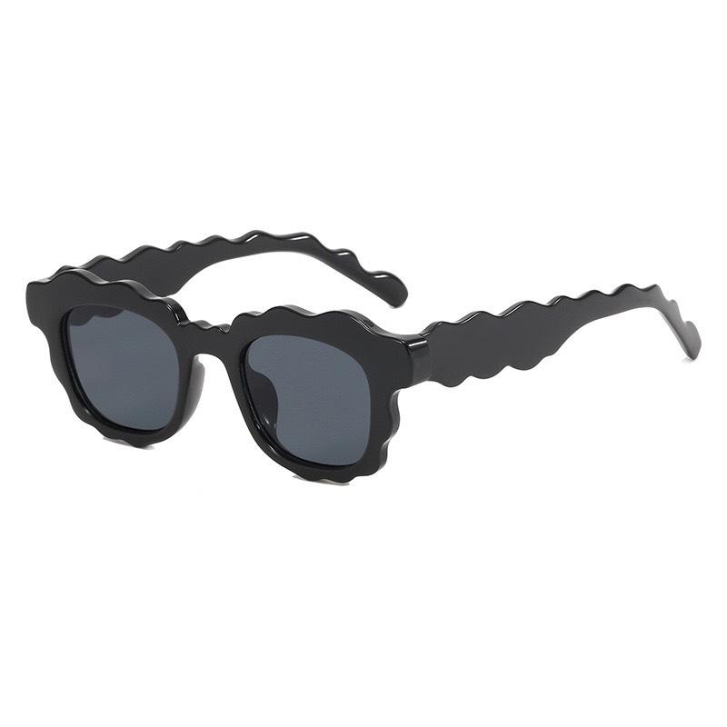 Sunglasses Women'S Personality Wavy Pattern Design Simple Fashion Street Shot Concave Shape Uv Protection Sunglasses