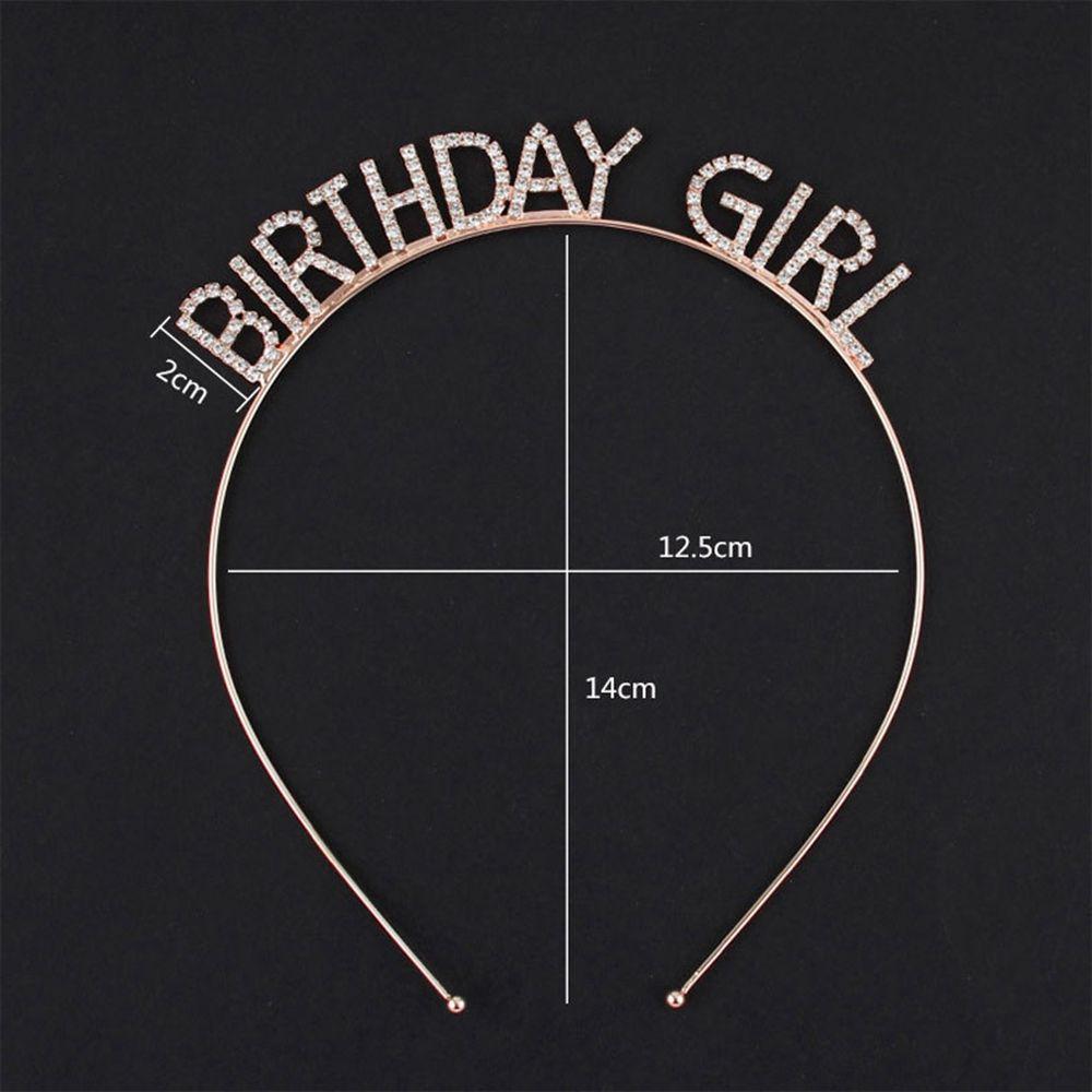 Letter Zinc Zinc Alloy Rhinestone Crown Korean Style Hair Hoop Female Jewelry Happy Birthday Headband