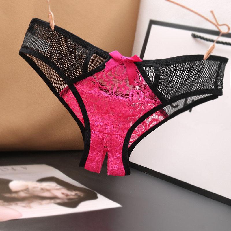 Вышитые цветные сексуальные кружевные трусики с бабочкой и бантом, женские трусики, стринги с промежностью, интимное нижнее белье, трусики