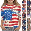 Детская повседневная футболка с круглым вырезом и принтом «День независимости» с рукавами 7 точек