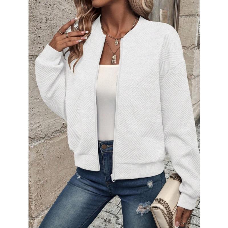 Женские куртки на молнии с длинным рукавом Осень Зима 2025 Повседневные Простые Модные Элегантные Женские Новые Большого размера Однотонные Рубашки Повседневные Простые Короткие Пальто