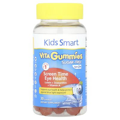 Kids Smart® Vita Gummies, Здоровье глаз при использовании экрана, Без сахара, Возраст 3+, Цитрусовый пунш, 30 жевательных конфет
