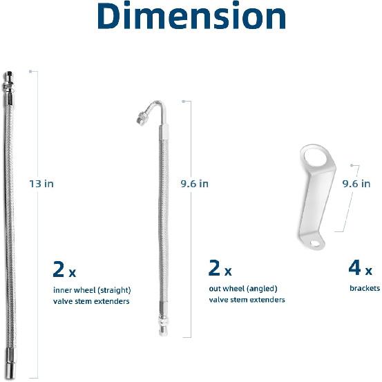 Double Tires Air Inflation Kit, Tire Valve Extension, Valve Stem Extenders, Valve Stem Extension, Easy Connecting To Tire Valves And Equipment And