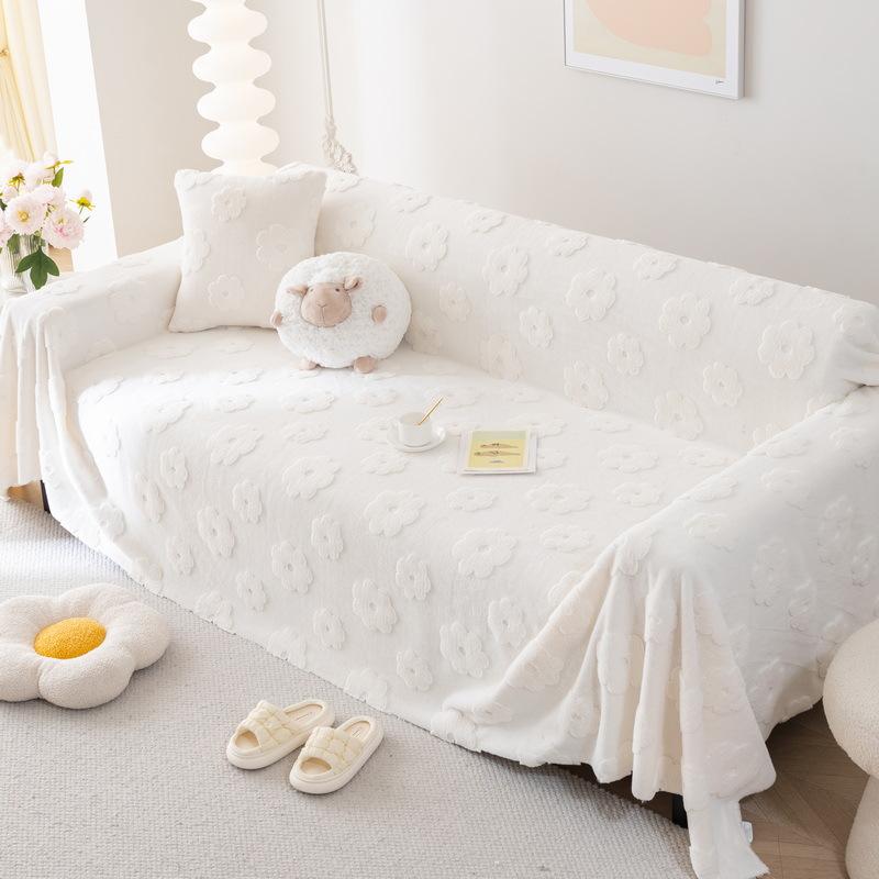 Ткань для чехла на диван с цветочным рисунком, высококачественная французская кремовая подушка в сером стиле, не царапающая подушку, плюшевое универсальное полотенце для дивана