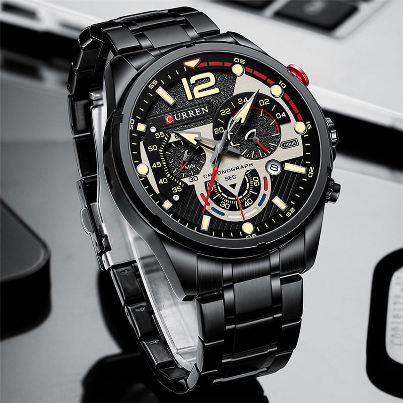 CURREN WristWatch Waterproof Chronograph Men Watch Top Brand Luxury White Silicone Original Male Clock All Clear Low Price 8442