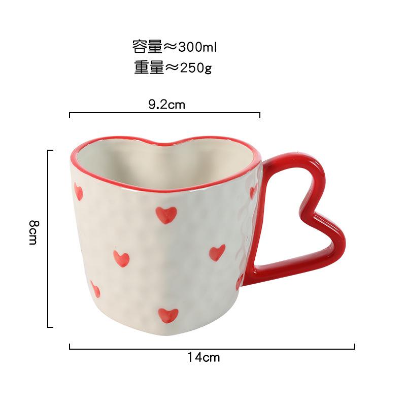 Креативная керамическая кофейная кружка 300 мл с сердечками, ручка в форме любви, парная кружка, чашка для десертного чая для послеобеденного чая, посуда для напитков, офисная кружка, домашний декор