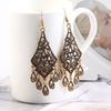1 пара женских винтажных резных кисточек с кисточками, полые серьги с цветочным принтом в форме капли воды в богемном стиле
