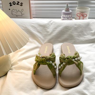 2025 новые летние нишевые шлепанцы женские носят одно слово крутые тапочки повседневные римские сандалии отпуск пляж женская обувь