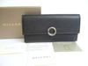 Authentic Black Leather Logo Clip Flap Long Wallet #a689  Refurbished