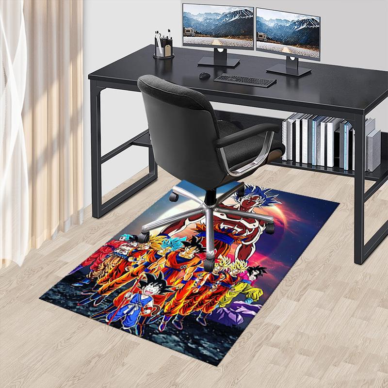 1pc Dragon Ball Z Goku Super Saiyan Office Chair Mat, Anime Cartoon Design, Non-Slip Carpet for Home Decor, Suitable for All Seasons, Ideal Gift for F