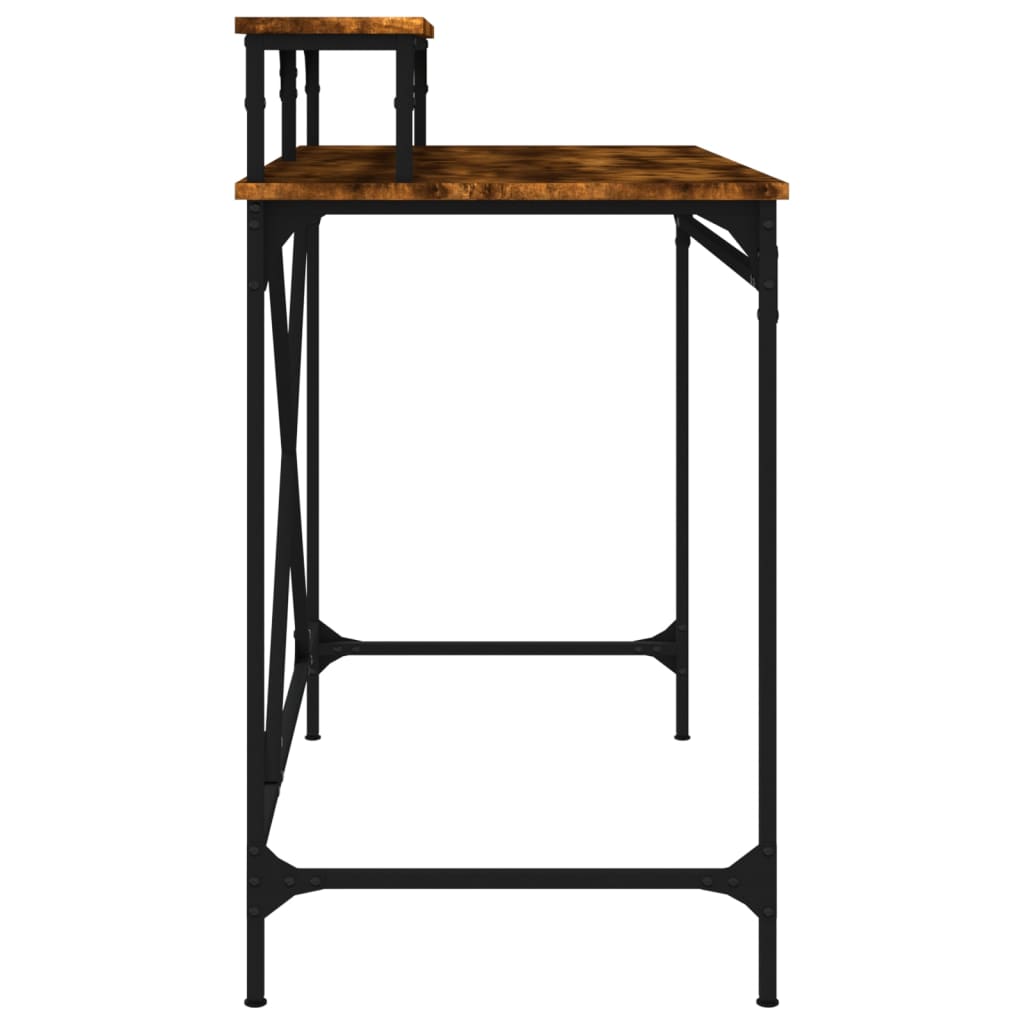 Desk Smoked Oak 100x50x90 cm Wood Based Material and Iron