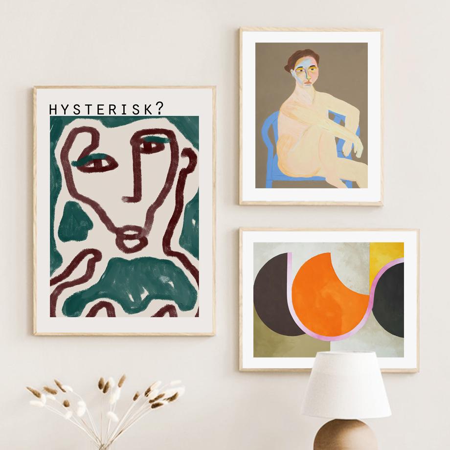 Абстрактная линия фигуры девушки, обнаженная геометрия, настенная живопись на холсте, плакаты на скандинавскую тему и принты, настенные панно для декора гостиной