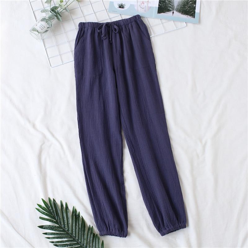 Japanese Pajamas Women Spring and Autumn Home Pants Cotton Washed Double Gauze Loose Comfortable Trousers Casual Pants