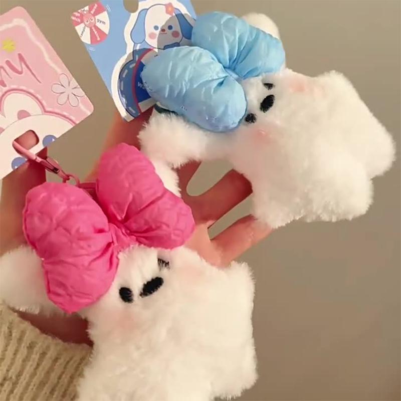 Брелок-подвеска в виде кролика, милый плюшевый зверек, брелок с бантиком для женщин, девочек, универсальная подвеска-шарм для сумки, подарок на день рождения