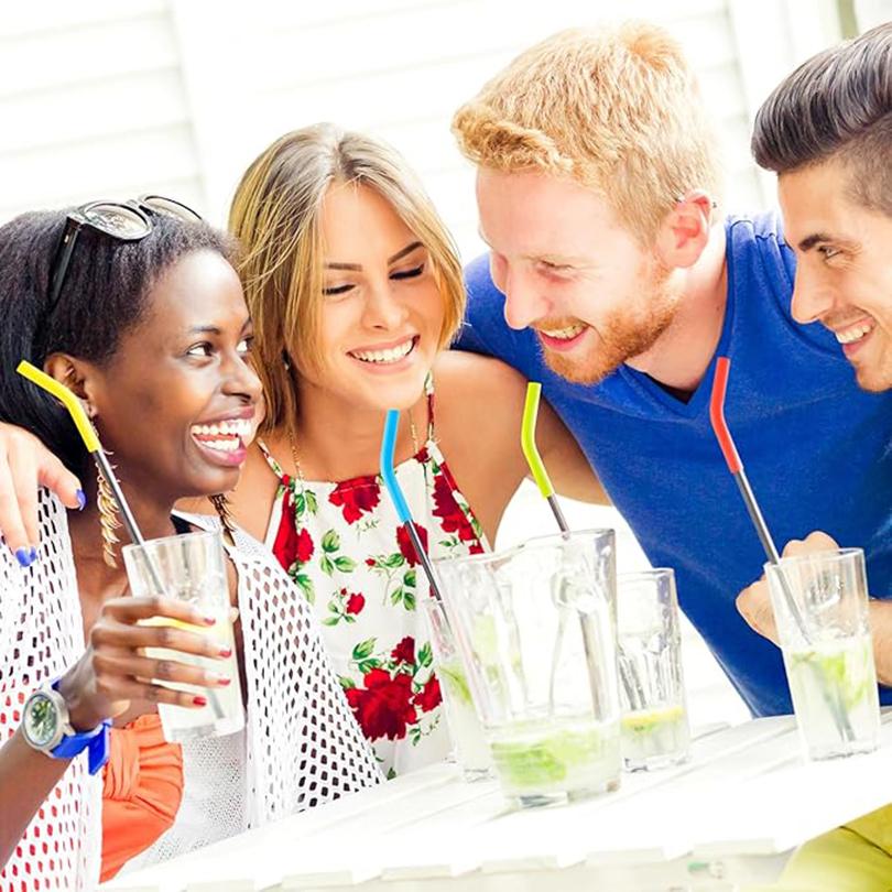 6 шт. Новые высококачественные металлические силиконовые заглушки для соломинок 8 мм внешнего диаметра, резиновые заглушки для соломинок пищевого класса, гибкая коленчатая соломинка Hydraflow