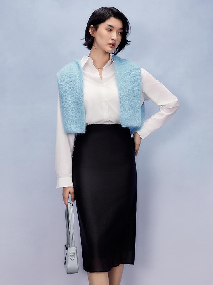 Simple White Long-Sleeved Women's Shirt