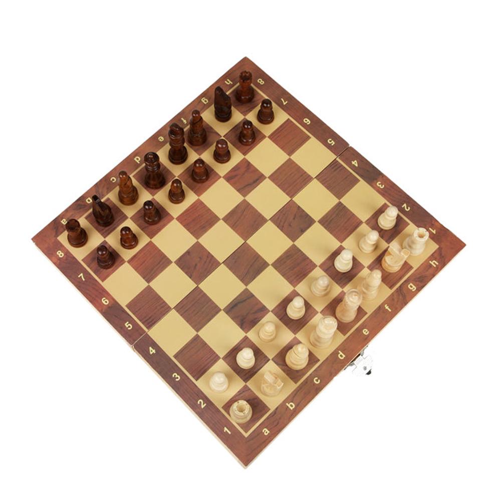Magnetic Wooden Folding Chess Set with Felted Game Board Interior Folding Chessboard Travel