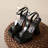 Fashion Chunky Heels Women Sandals Summer Shoes Women Sexy Thick High Heels Platform Square Toe Shoes Wedding Shoes Woman Pumps Sandales