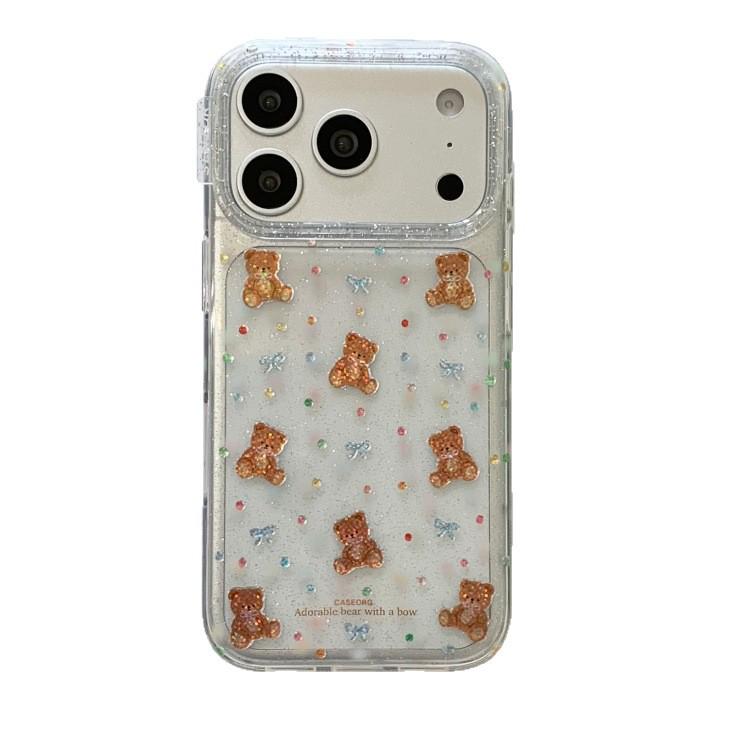 Korean Style Cute Blue Bow Bear Case for iPhone 17/16 Pro Max/15/14