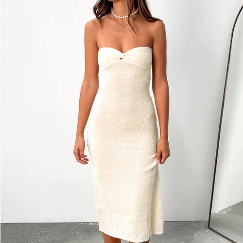 Новое женское сексуальное трикотажное платье с открытой спиной и глубоким вырезом, завязанное на завязках, в европейском и американском стиле, 2024, летнее женское