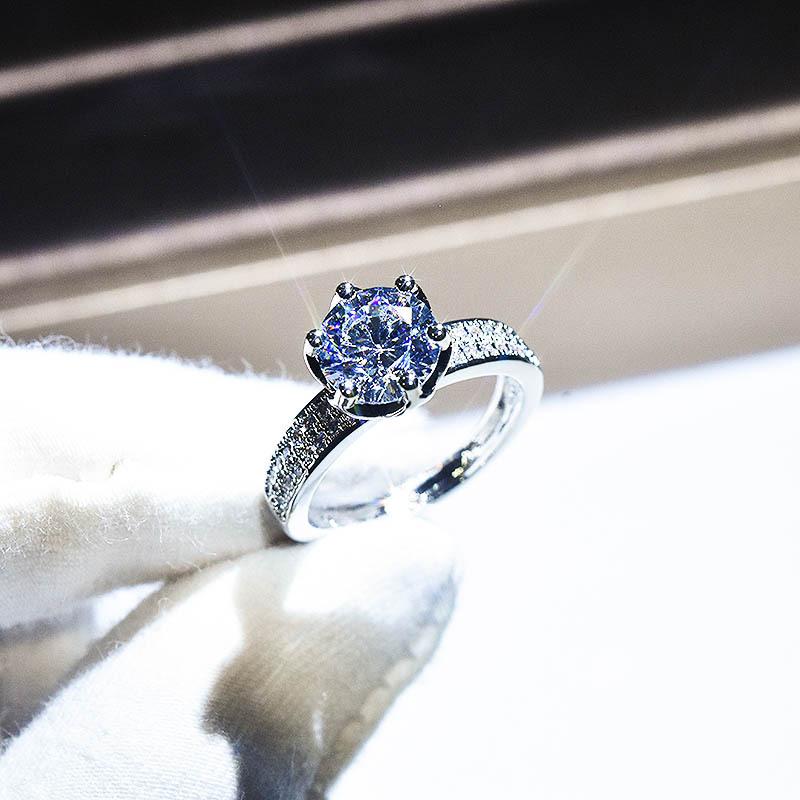 Кольцо из стерлингового серебра 100% S925 для женщин, натуральный Anillos De Bizuteria, белый цвет, 2 карата, с бриллиантом Anillos Mujer, ювелирные изделия в оправе