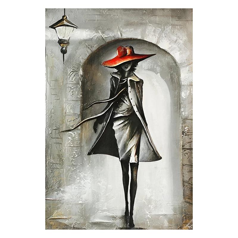 Золотая пара с зонтиком, городской пейзаж, холст, живопись, постеры, принт, абстрактные романтические настенные художественные фотографии для комнаты, домашний декор