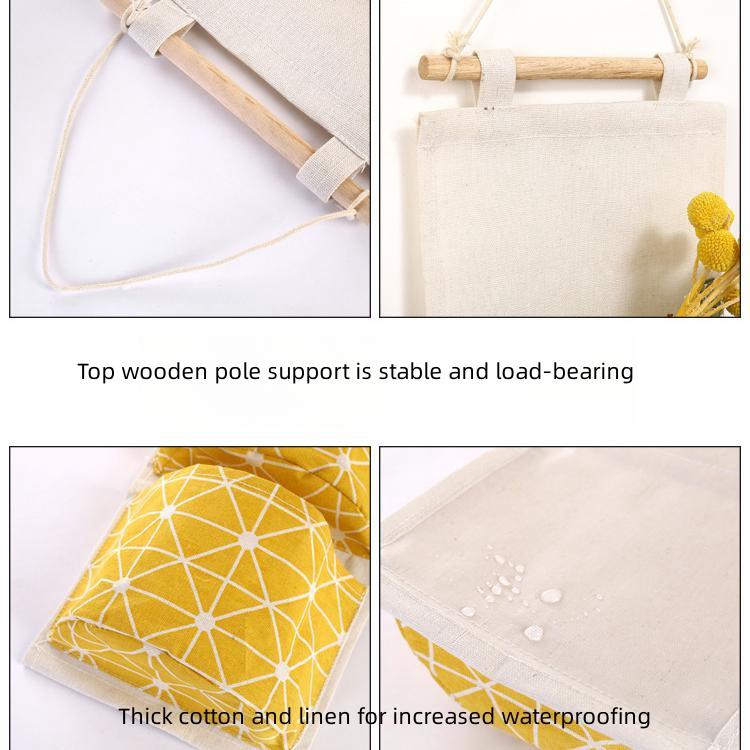Creative Cotton and Hemp Waterproof Storage Hanging Bag Hanging Multi Layer Hanging Pocket Fabric Door Rear Sundry Storage Bag Storage Bag