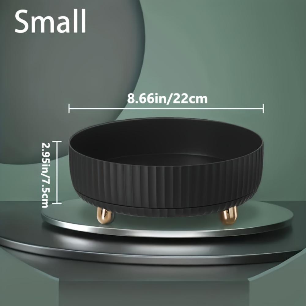 Вместительная вращающаяся на 360 градусов коробка для хранения косметики и духов, модный лоток для хранения в комоде, золотая отделка, ребристый дизайн краев