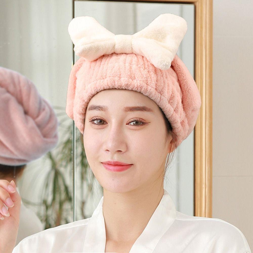 Absorbent Dry Hair Towel Thick Head Scarf Bowknot Bath Towels  Adult
