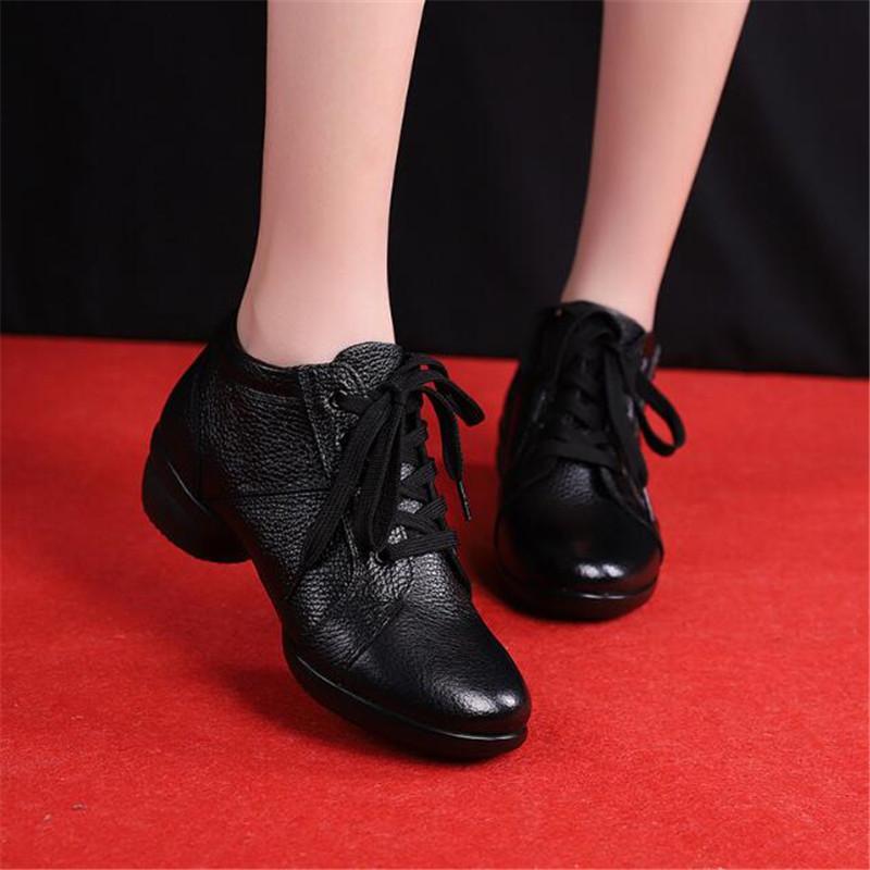 Woman Latin Jazz Ballroom Modern Dance Shoes Soft Sole Breath Genuine Leather Women Dance Shoe High Heels Ladies Dance Sneakers