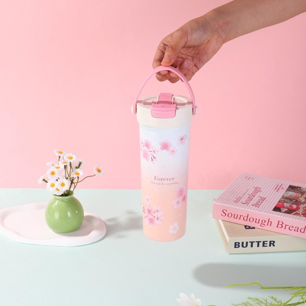 Непротекающая мультяшная термокружка из нержавеющей стали 316, кофейная кружка, портарная чашка с соломинкой