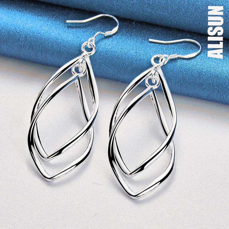 Свадебный кулон из стерлингового серебра 925 пробы с серьгами для пирсинга. Модные свадебные украшения.