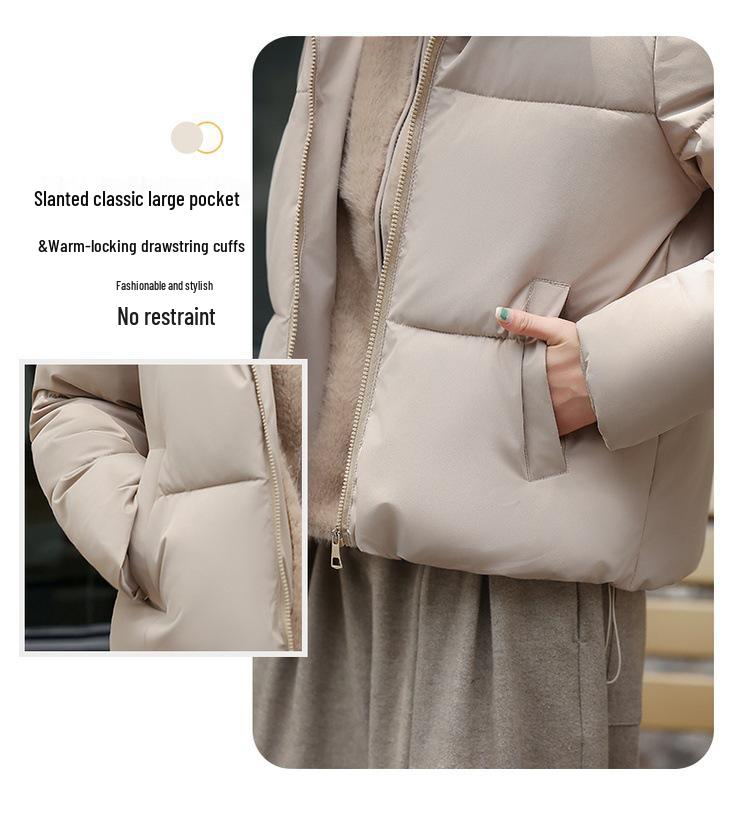 Women's Winter 2026 Korean Style Short Down Jacket - Two-Piece Hooded Patchwork Puffer Coat