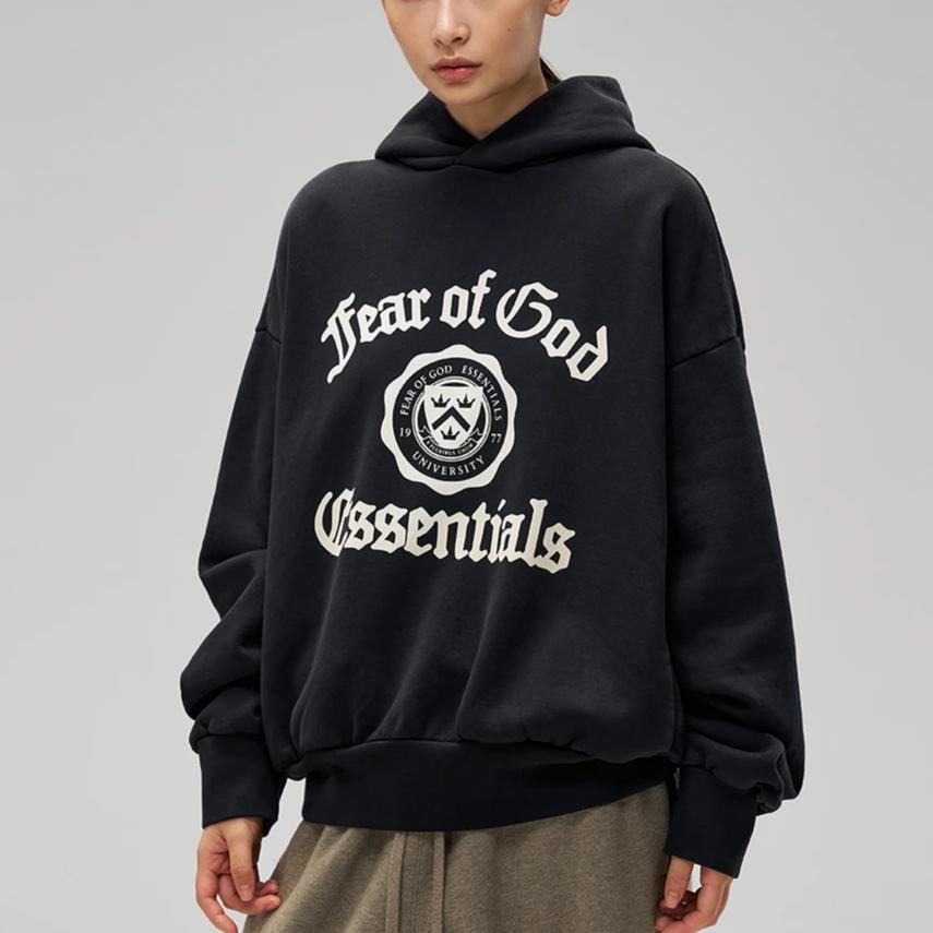 Fear of God Essentials SS25 Heavy Fleece Vintage Shrunken Hoodie 'Black' Unisex 192HO246210F