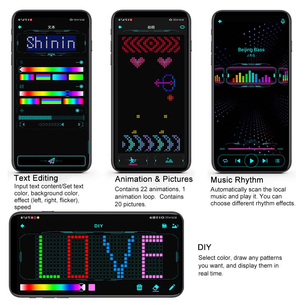 LED Party Glasses BT APP Control LED Light Up Glasses Flashing Glowing Luminous Glasses USB