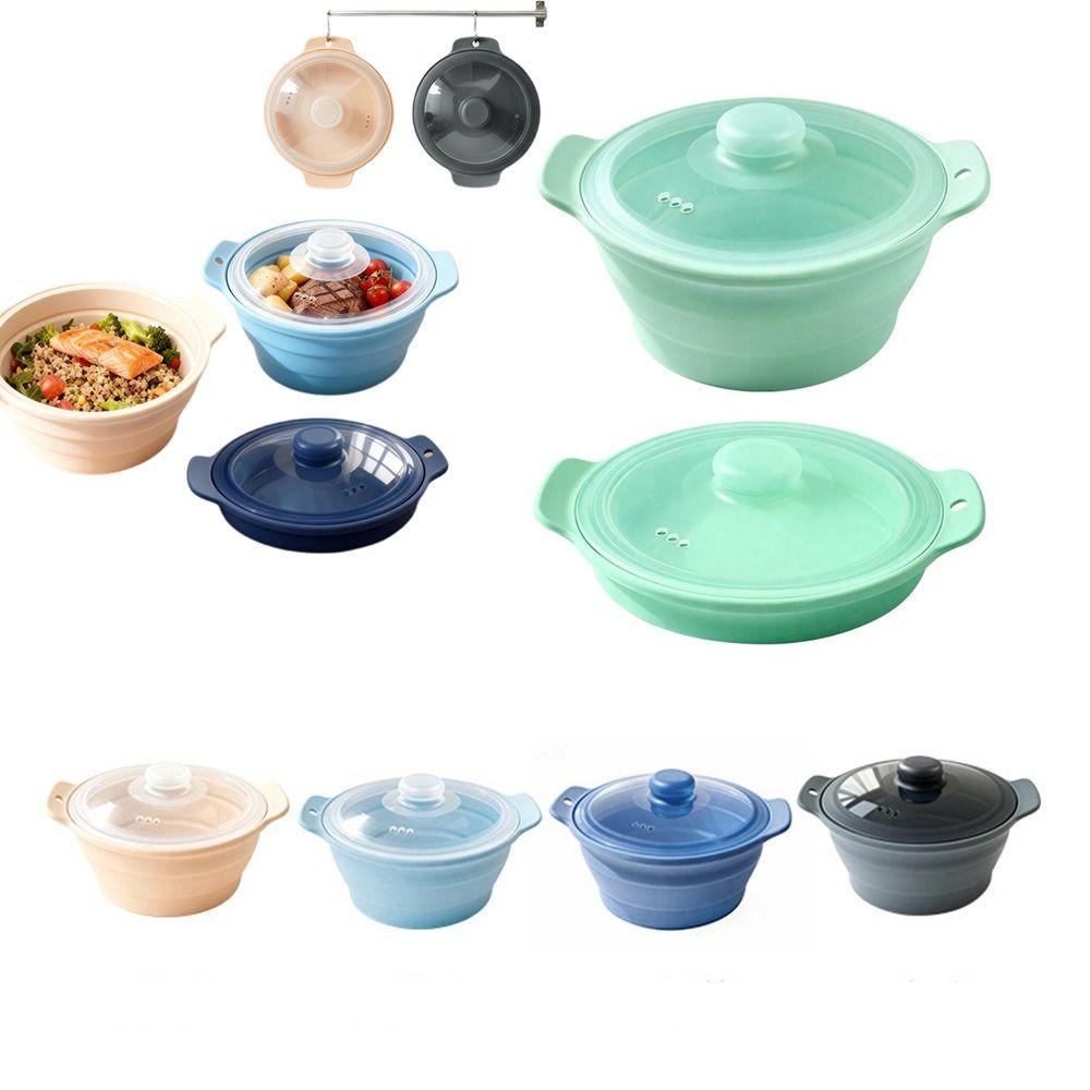 Foldable Collapsible Steaming Pot Heat-resistant Microwave Steamer Bowl Household Use