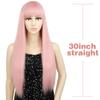 MERISIHAIR Long Straight Pink Wig with Bangs Synthetic Wigs for Women Black Blue Cosplay Wigs Heat Resistant Wig