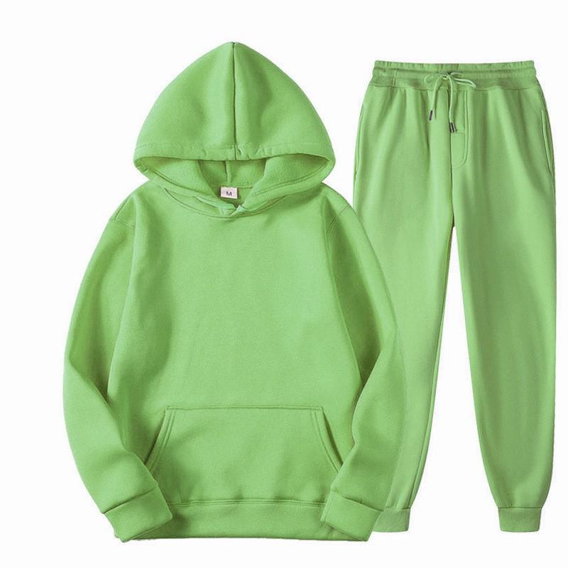 Mens Hooded Sweatshirt Set Casual Loose Fit Thick Warm Winter Streetwear