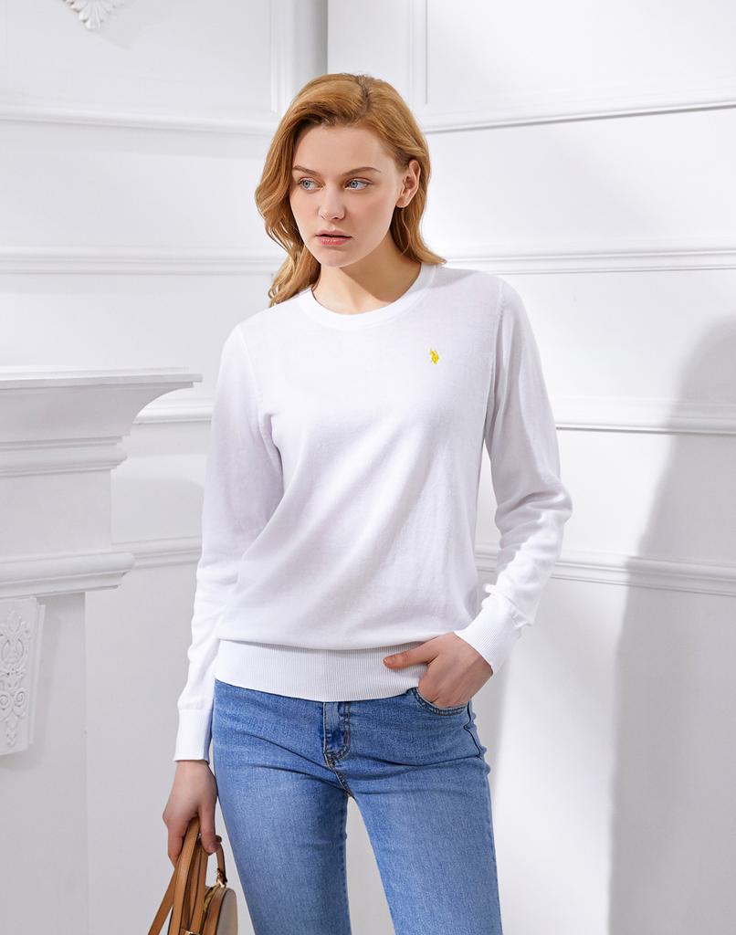 USPOLOASSN 100% Cotton Plan Round Knit_White