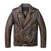 Весенняя Мужская Кожаная Куртка Мотоциклетная Натуральная Кожаная Коровья Кожа Узкая Короткая Куртка Мотоциклист Гонщик Одежда из Натуральной Телячьей Кожи