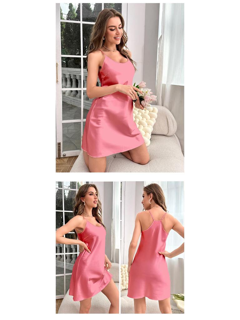 Женская летняя ночная сорочка-майка из атласного ледяного шелка Yaoting