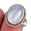Natural Rainbow Moonstone Gemstone Handmade 925 Solid Silver Gift Ring S.7 B3L04