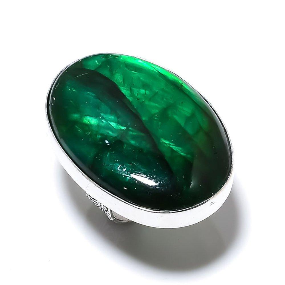 Green Labradorite Gemstone 925 Sterling Silver Gift Jewelry Ring Size 7