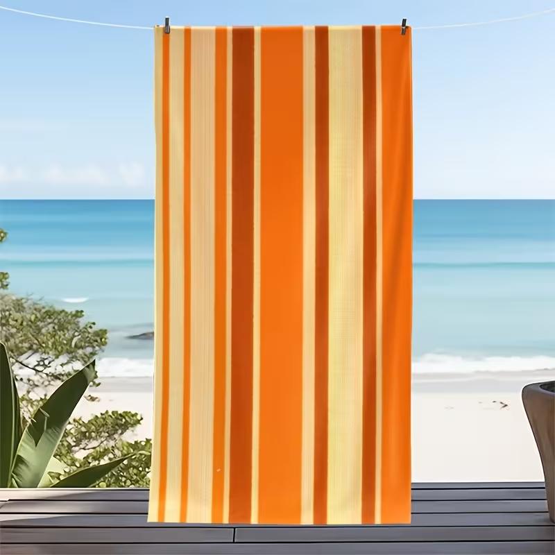 Vibrant Rainbow Diagonal Striped Beach Towel Colorful Gradient Wavy Line Art Print Soft Absorbent Quick Dry Towel for Beach