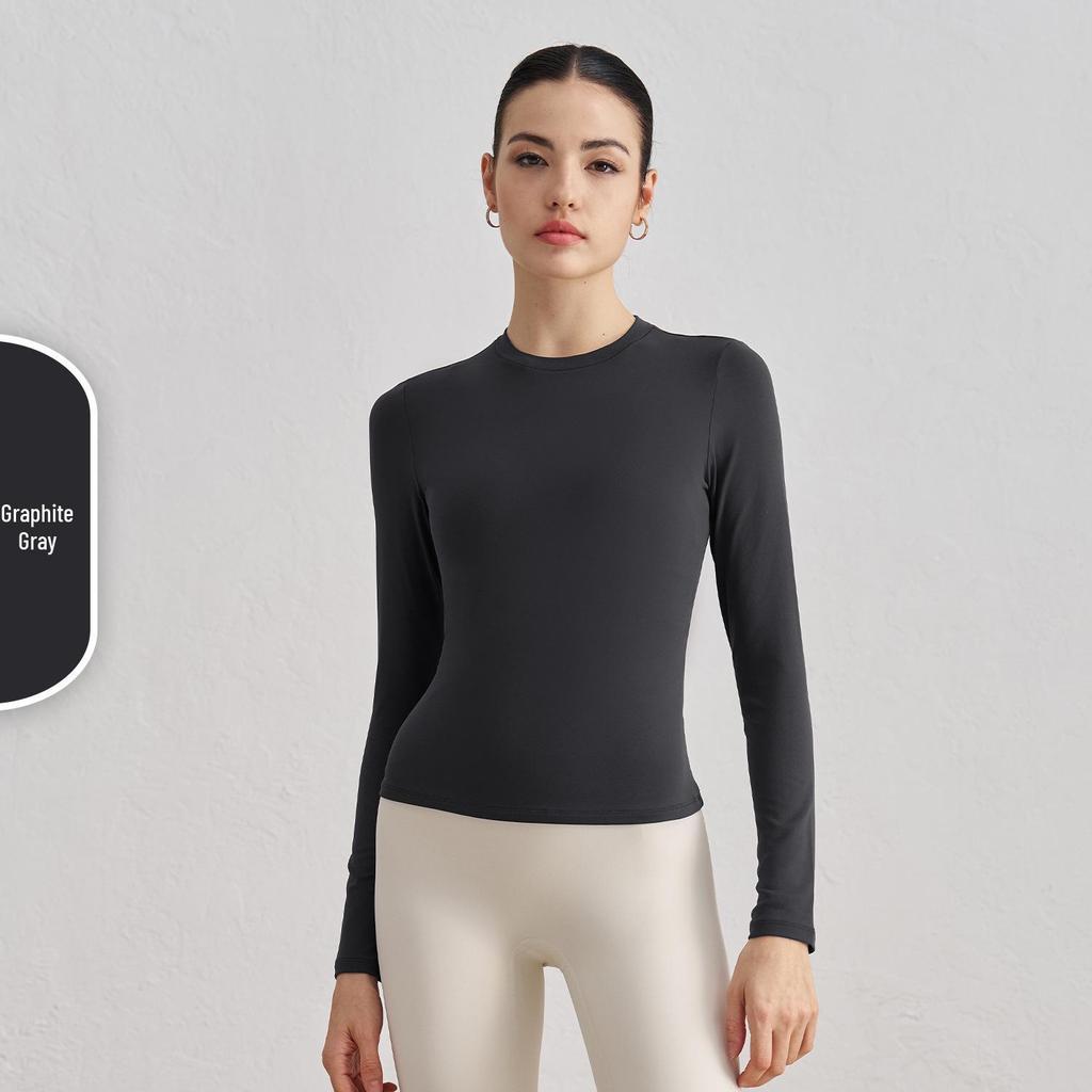 SNU Осенний свитшот с круглым вырезом, облегающий топ для йоги - Ощущение обнаженности, с длинным рукавом, фитнес базовый слой